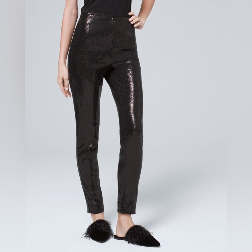 White House Black Market The Skinny black sequin pants
